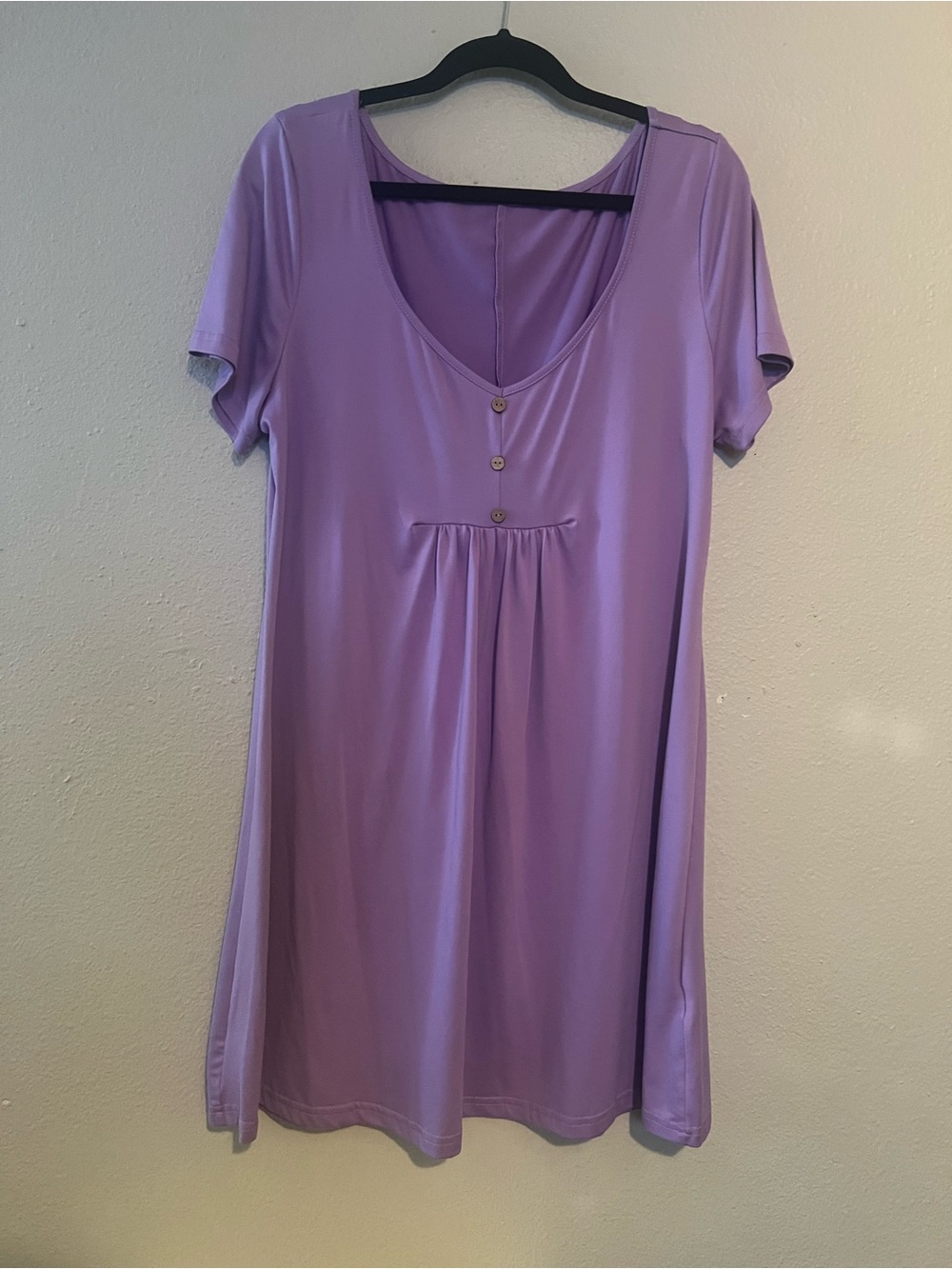 Shein Curve Purple Knee Length Dress Size 1XL Short Sleeve Stretch Polyester